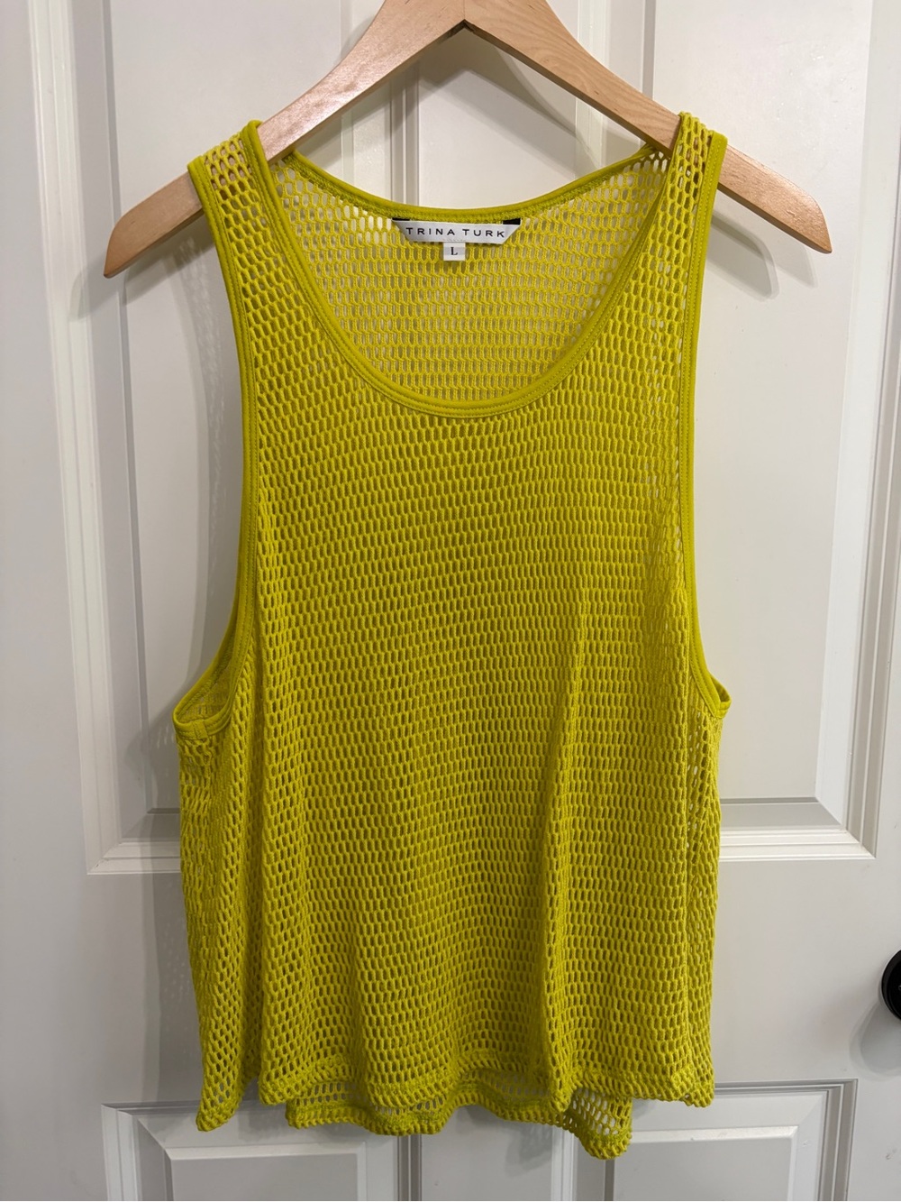 Like new Trina Turk size L Chartreuse Mesh Sleeveless Tank. Summer perfection